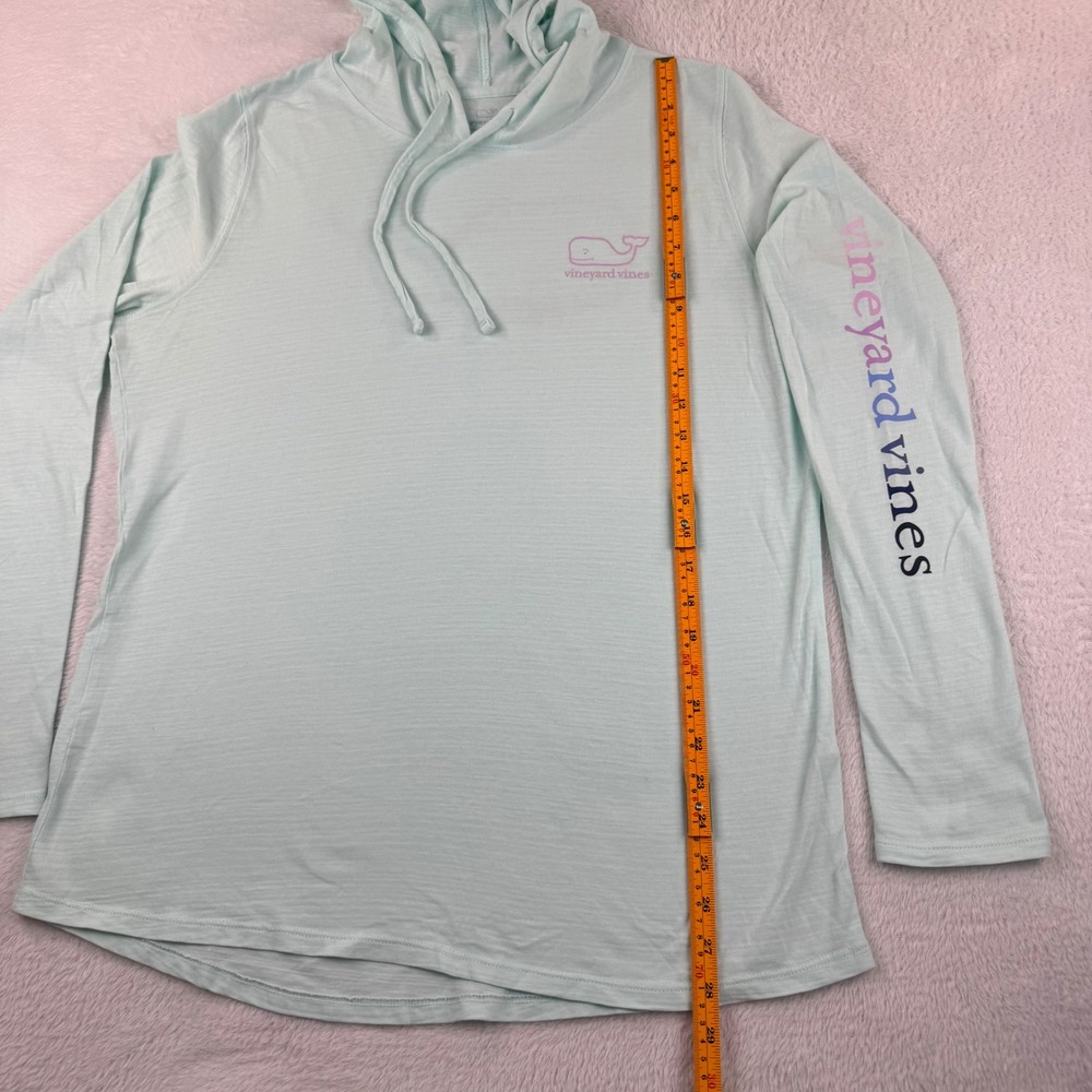 Vineyard Vines Hoodie Womens Large Mint Green Long Sleeve Slub Cotton Whale Logo - Picture 6 of 12